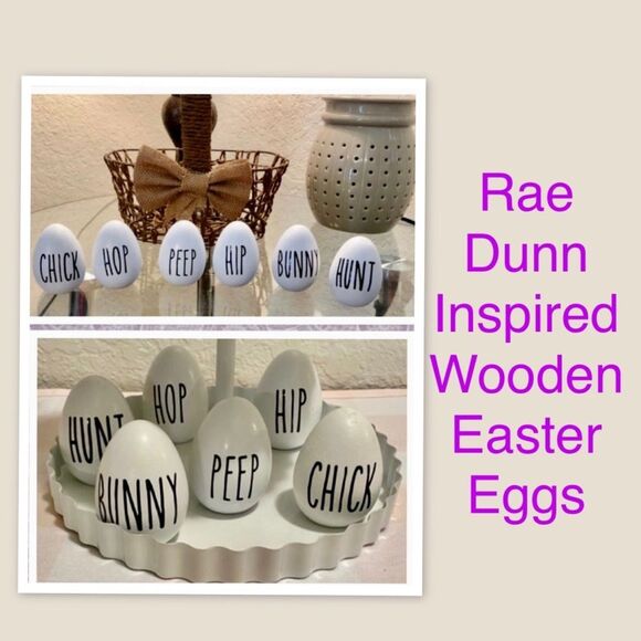 Rae Dunn Inspired Wooden Easter Eggs, Easter - Picture 1 of 1